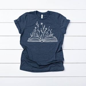 floral open book shirt, read books shirts custom motivational books shirts